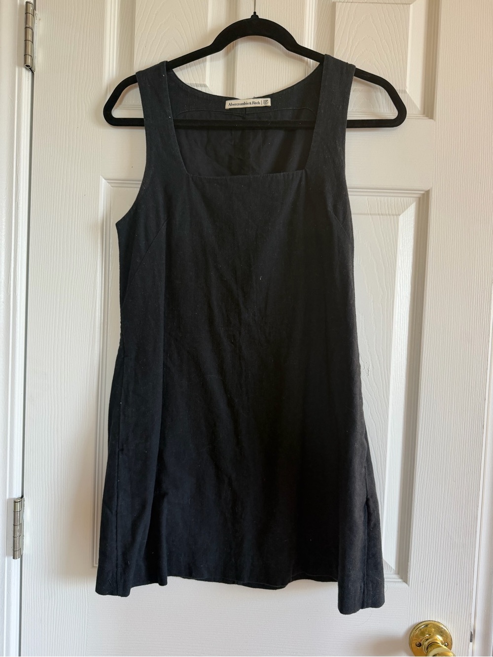 Abercrombie & Fitch Black Sleeveless Square-Neck A-Line Dress